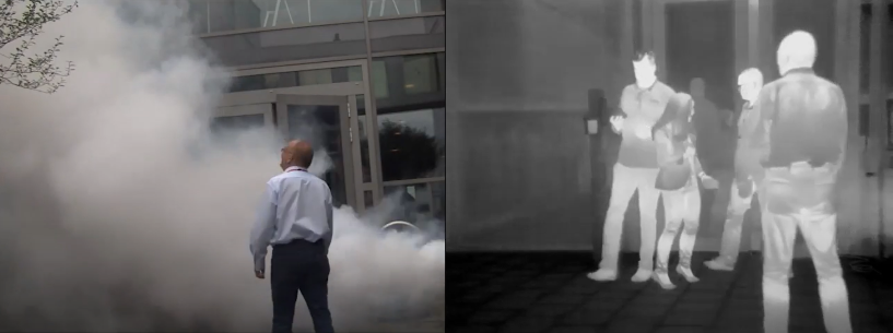 Thermal surveillance Camera view in fog